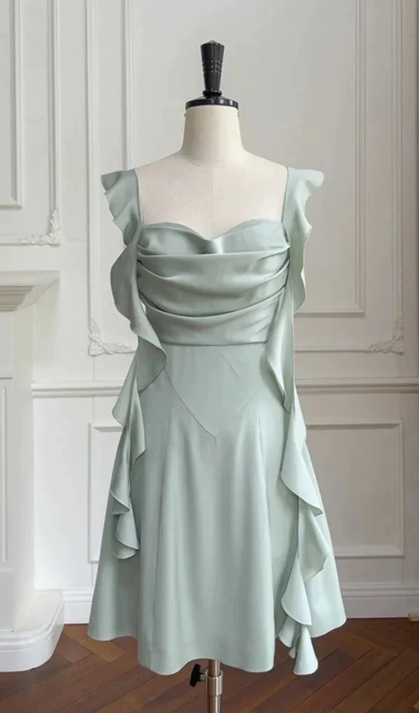 Fashion Green A Line Homecoming Dress Satin Mini Prom Dress Y7574 by simplepromdress