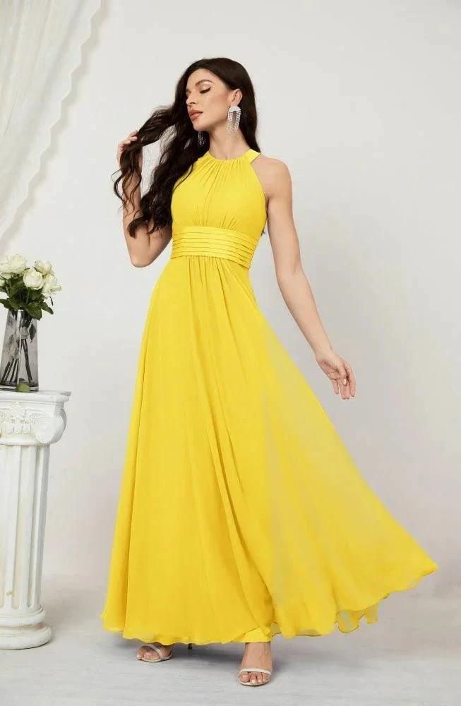 Numbersea Formal Party Gown Dress Chiffon Halter Long Sleeveless Bridesmaid Dresses 2802 by numbersea