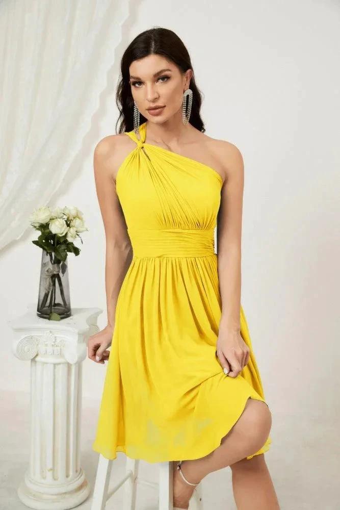 Numbersea Women Chiffon Short One Shoulder Bridesmaid Dress Formal Dresses for Party Homecoming 2804 by numbersea