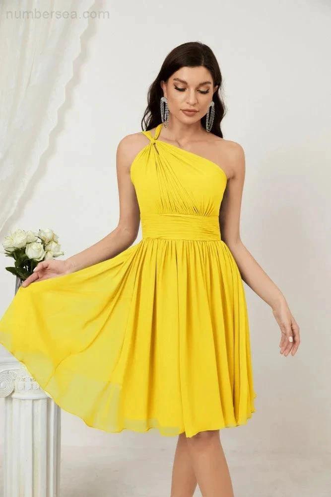 ZapDress Women Chiffon Short One Shoulder Bridesmaid Dress Formal Dresses for Party Homecoming  2804 (ZD16948)