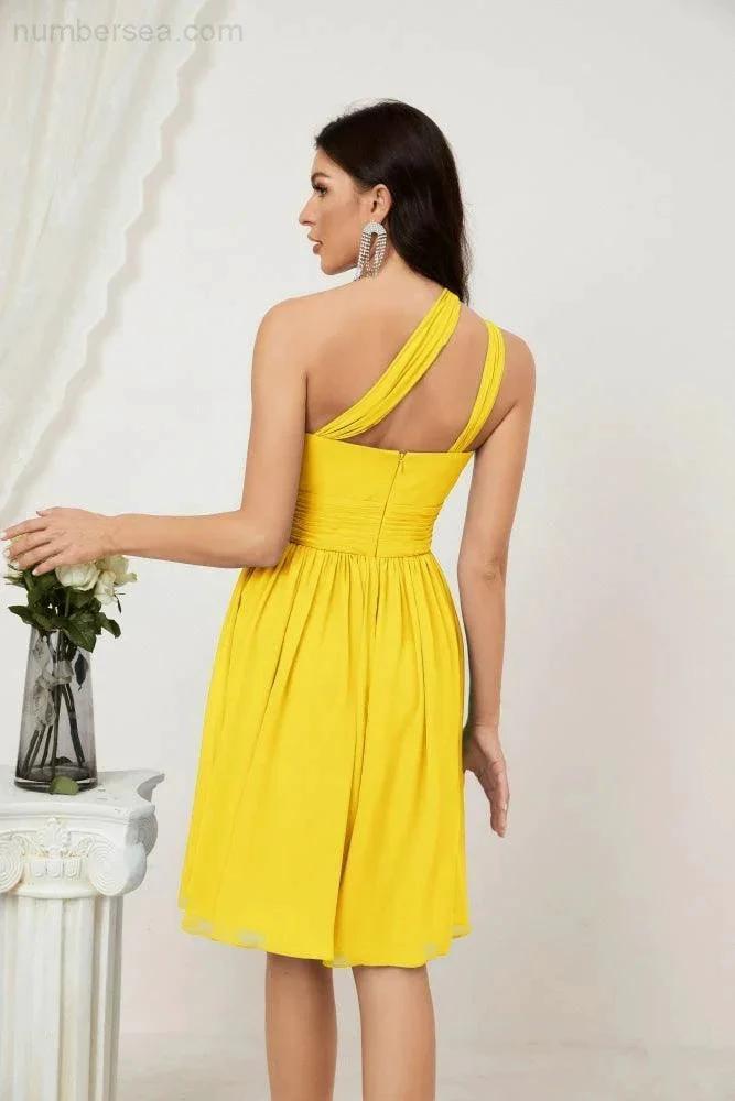 ZapDress Women Chiffon Short One Shoulder Bridesmaid Dress Formal Dresses for Party Homecoming  2804 (ZD16948)