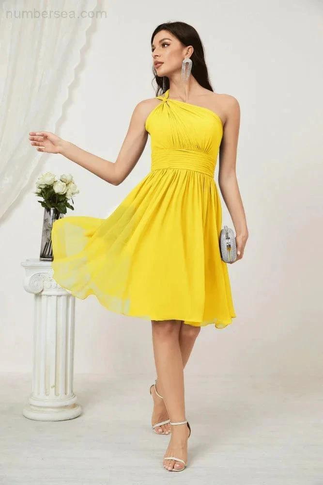 ZapDress Women Chiffon Short One Shoulder Bridesmaid Dress Formal Dresses for Party Homecoming  2804 (ZD16948)