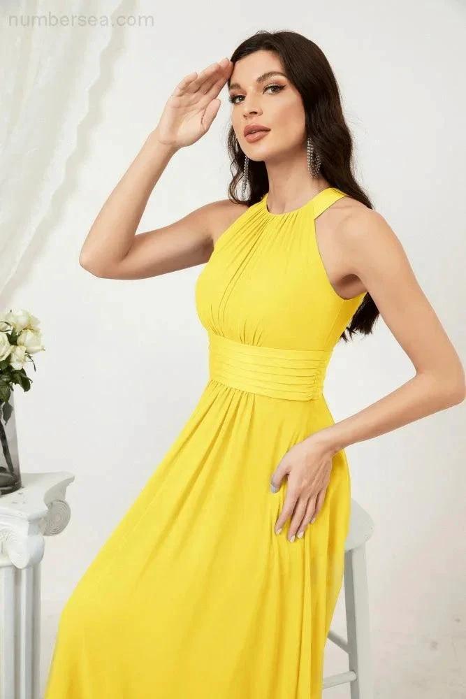 ZapDress Formal Party Gown Dress Chiffon Halter Long Sleeveless Bridesmaid Dresses 2802 (ZD16960)