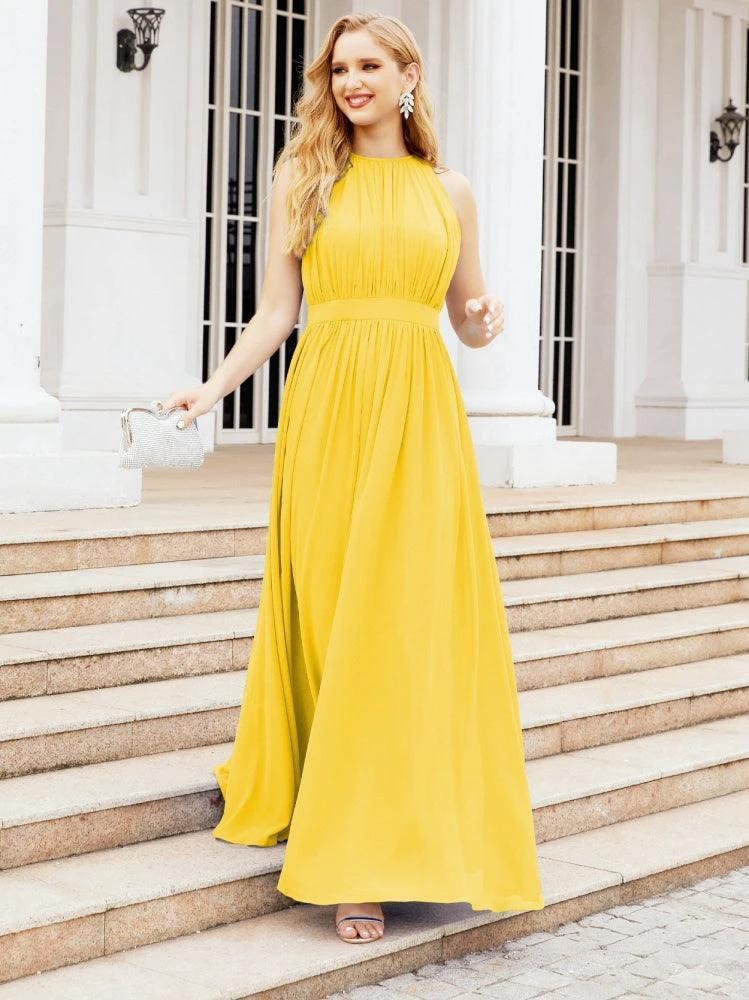 Numbersea Halter Bridesmaid Dress Empire Waist Formal Evening Prom Gown for Mother of The Bride 28030 by numbersea