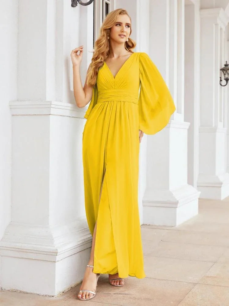Numbersea Bridesmaid Dresses with Split for Wedding Party Flutter Sleeves 28045 by numbersea