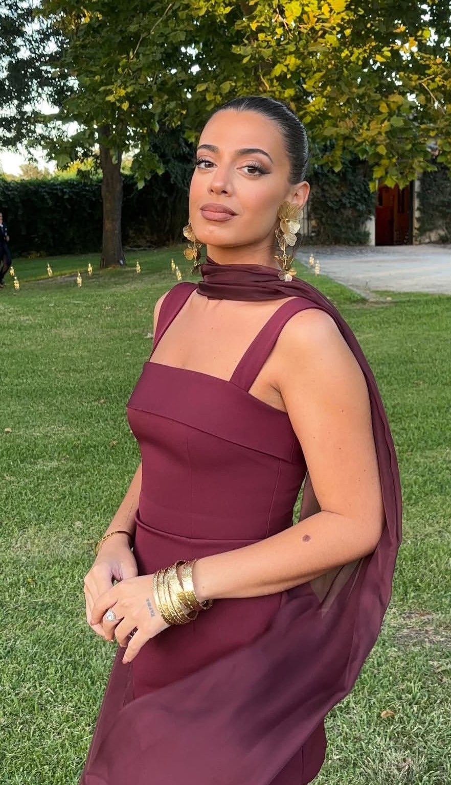 Burgundy Sheath Long Prom Dress Formal Wedding Guest Dress