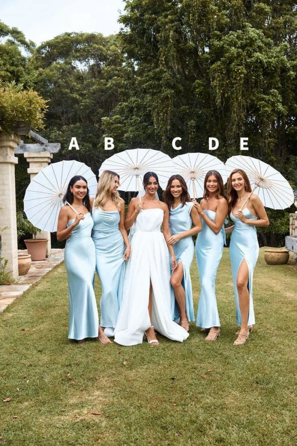 Beauty Sheath Blue Satin Long Bridesmaid Dress with Slit - View 2 | FashionDia