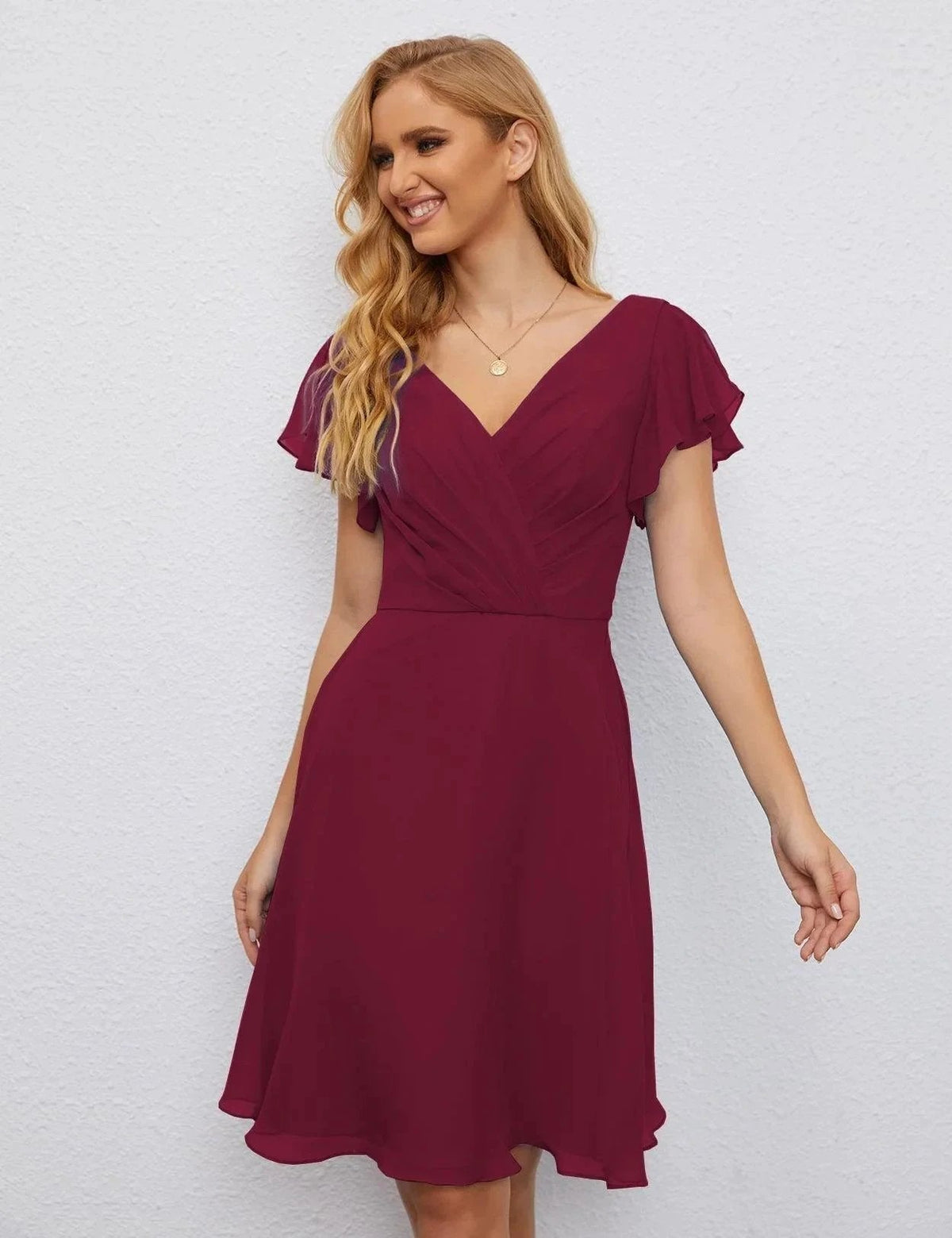 ZapDress U Back Homecoming Dress Formal Prom Dress Knee Length Short Sleeves Cocktail Party Dress 28077 (ZD16953)