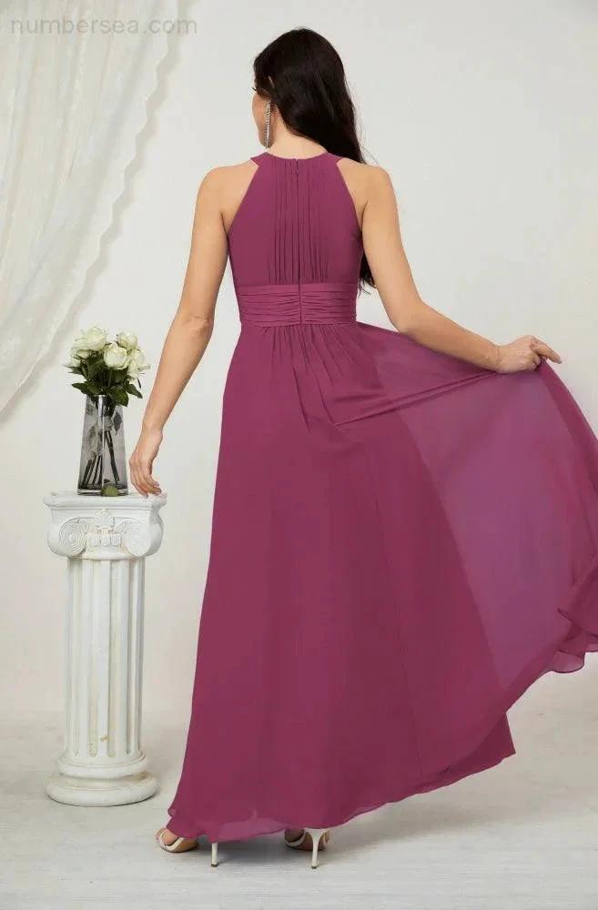 ZapDress Formal Party Gown Dress Chiffon Halter Long Sleeveless Bridesmaid Dresses 2802 (ZD16960)