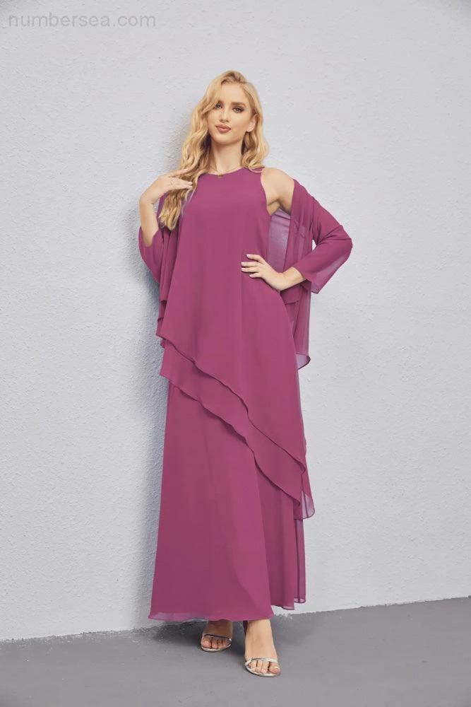 Mother of Bride Dresses with Open Front Lightweight Cardigan Formal Prom Gown  28081 (ZD16990)
