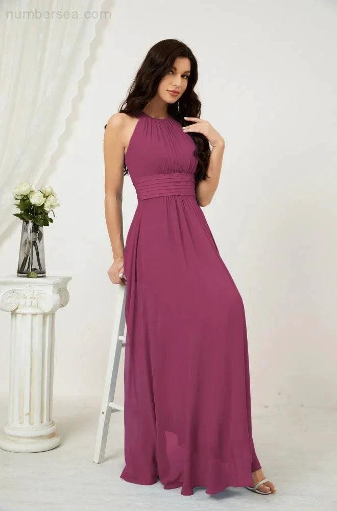 ZapDress Formal Party Gown Dress Chiffon Halter Long Sleeveless Bridesmaid Dresses 2802 (ZD16960)
