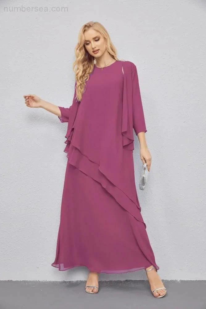 Mother of Bride Dresses with Open Front Lightweight Cardigan Formal Prom Gown  28081 (ZD16990)