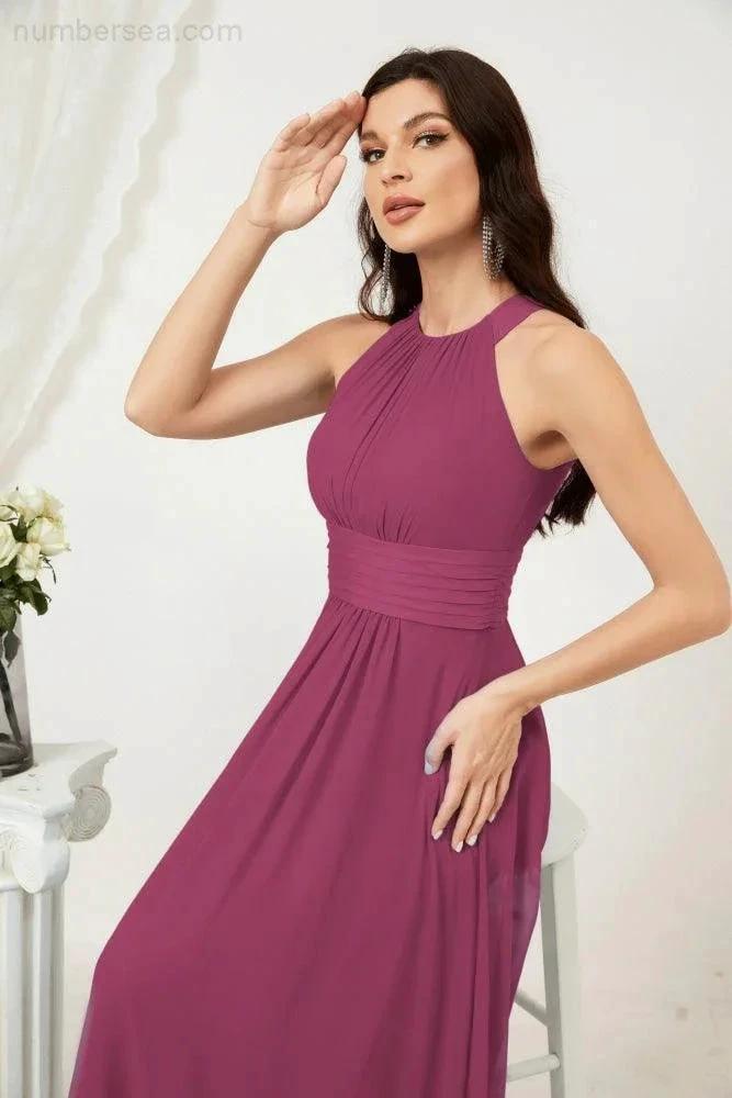ZapDress Formal Party Gown Dress Chiffon Halter Long Sleeveless Bridesmaid Dresses 2802 (ZD16960)