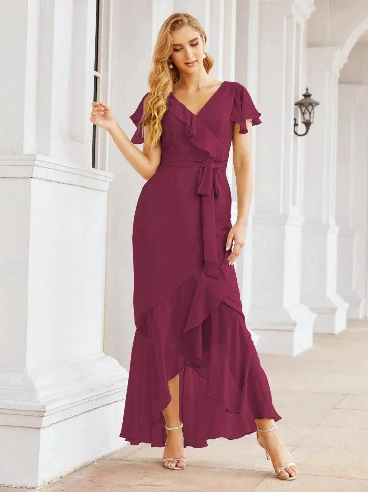 Numbersea Ruffled Bridesmaid Dresses Mermaid Formal Violin Evening Party Prom Gowns 28042 by numbersea