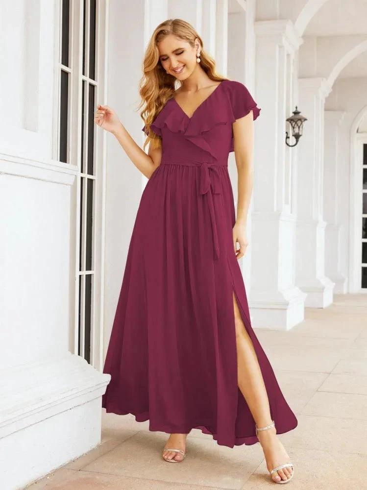 Bridesmaid Dresses with Flutter Sleeves Formal Evening Party Prom Gowns 28044 by numbersea