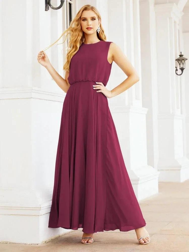 Numbersea Sleeveless Long Bridesmaid Dress A line Formal Evening Prom Gown 28025 by numbersea