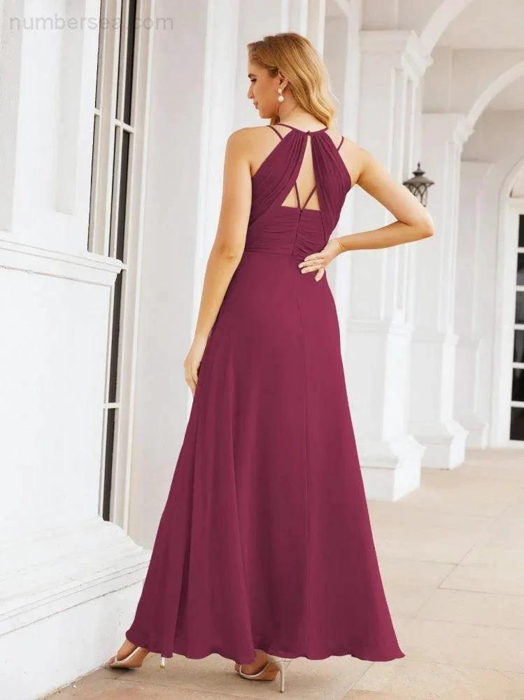 ZapDress Double Spaghetti Straps Bridesmaid Dresses for Women Long Formal Party Dress Side Split 28051 (ZD17036)