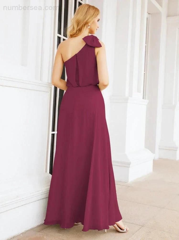 ZapDress Chiffon Ruffled One Shoulder Sleeveless Long Bride Dresses A-line Formal Evening Gown Side Split 28057 (ZD17041)