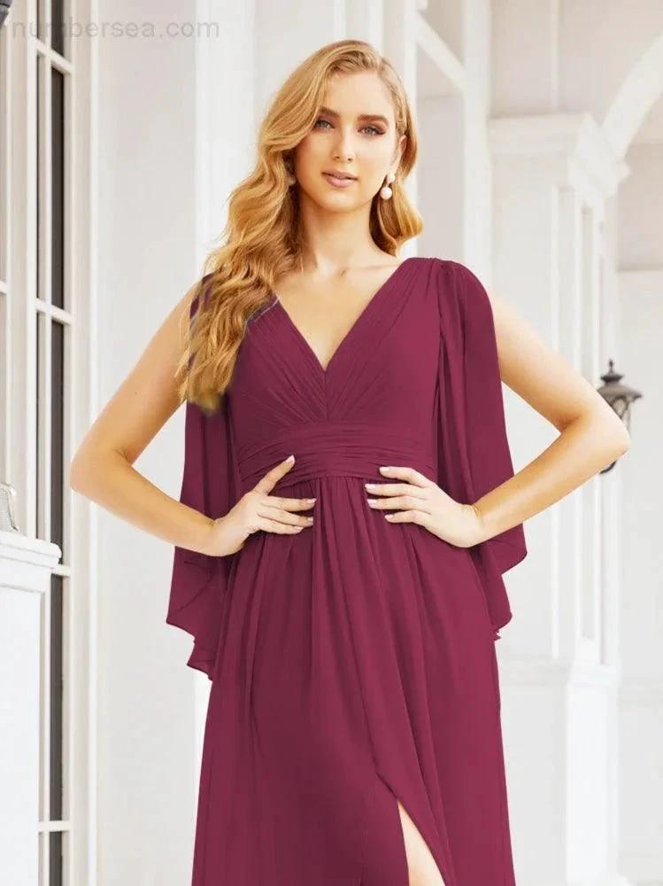 ZapDress Bridesmaid Dresses with Split for Wedding Party Flutter Sleeves 28045 (ZD16996)