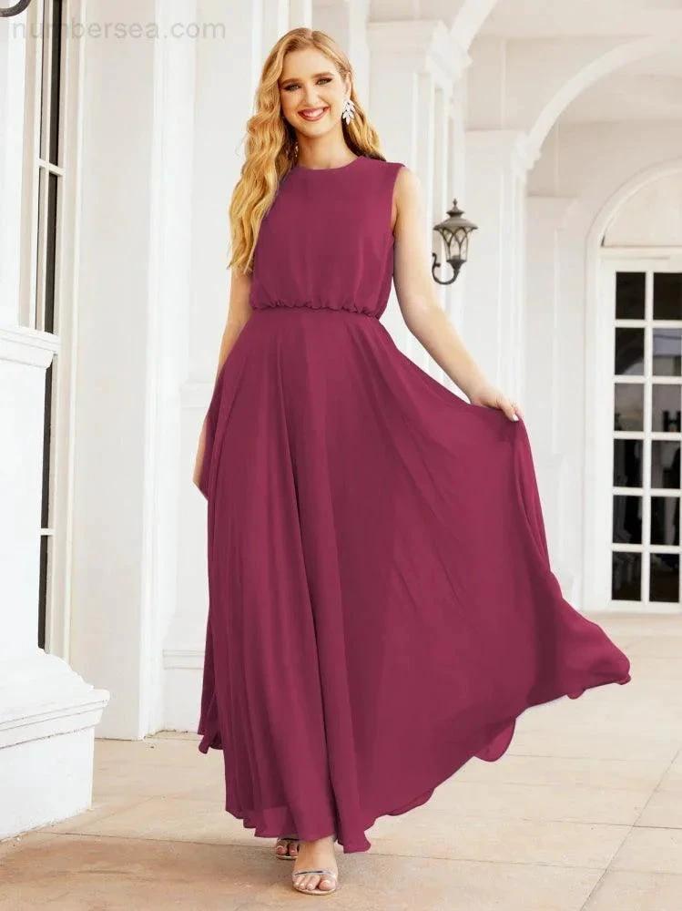 ZapDress Sleeveless Long Bridesmaid Dress A line Formal Evening Prom Gown 28025 (ZD17053)