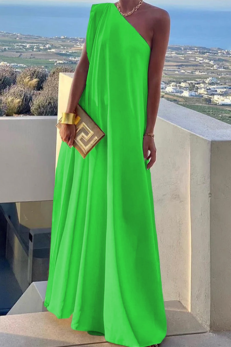 Elegant Simplicity Solid Asymmetrical Oblique Collar Evening Dress Dresses - View 3 | VelvetHem
