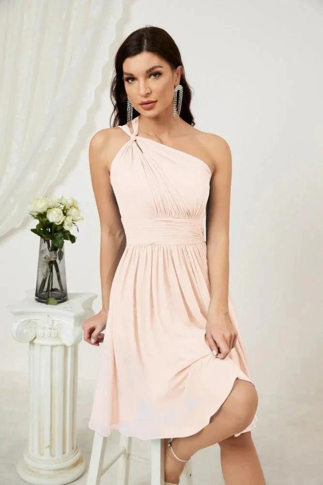 Numbersea Women Chiffon Short One Shoulder Bridesmaid Dress Formal Dresses for Party Homecoming 2804 by numbersea