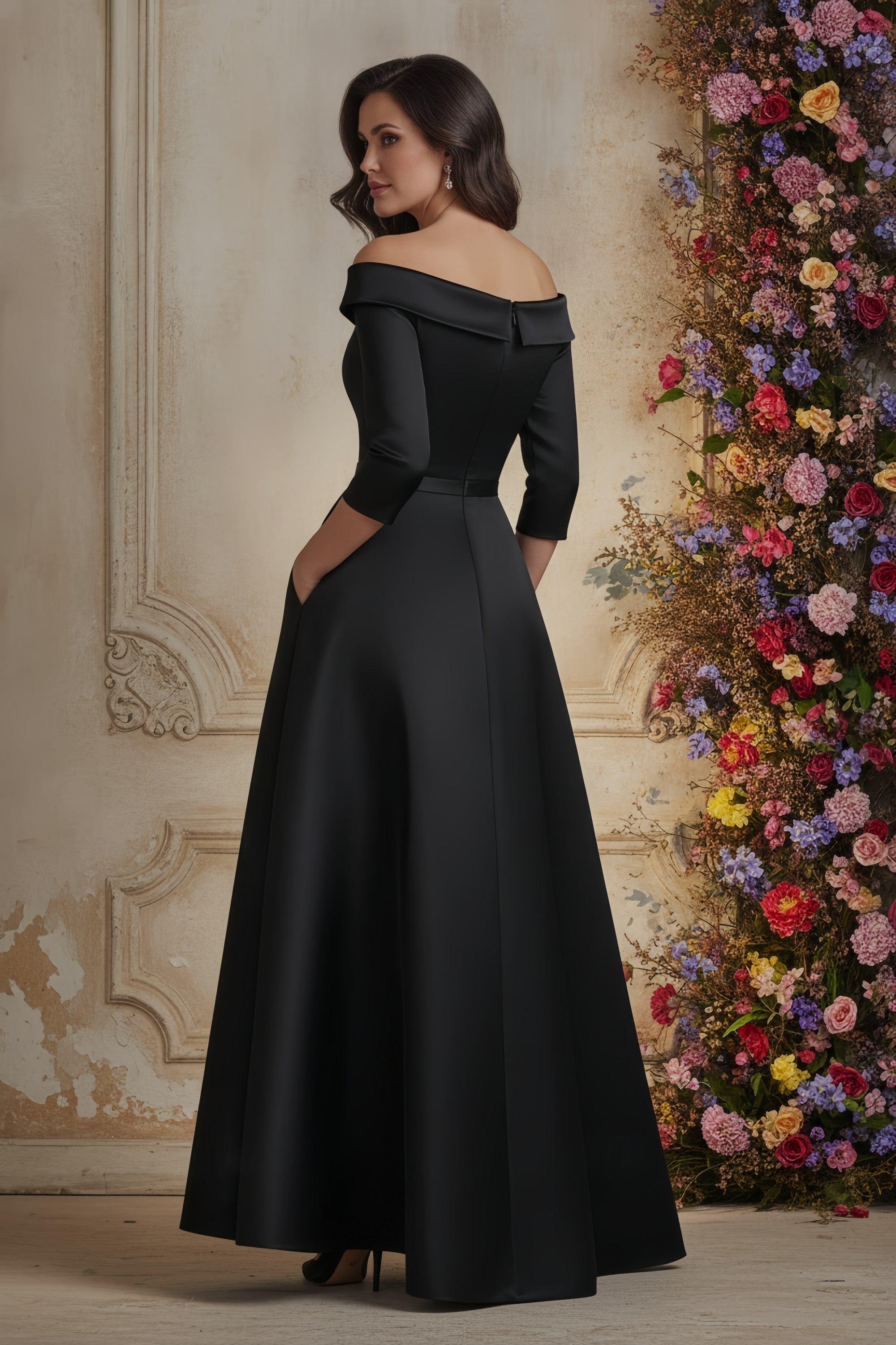 Sophisticated Off-the-Shoulder Embroidered A-Line Evening Gown