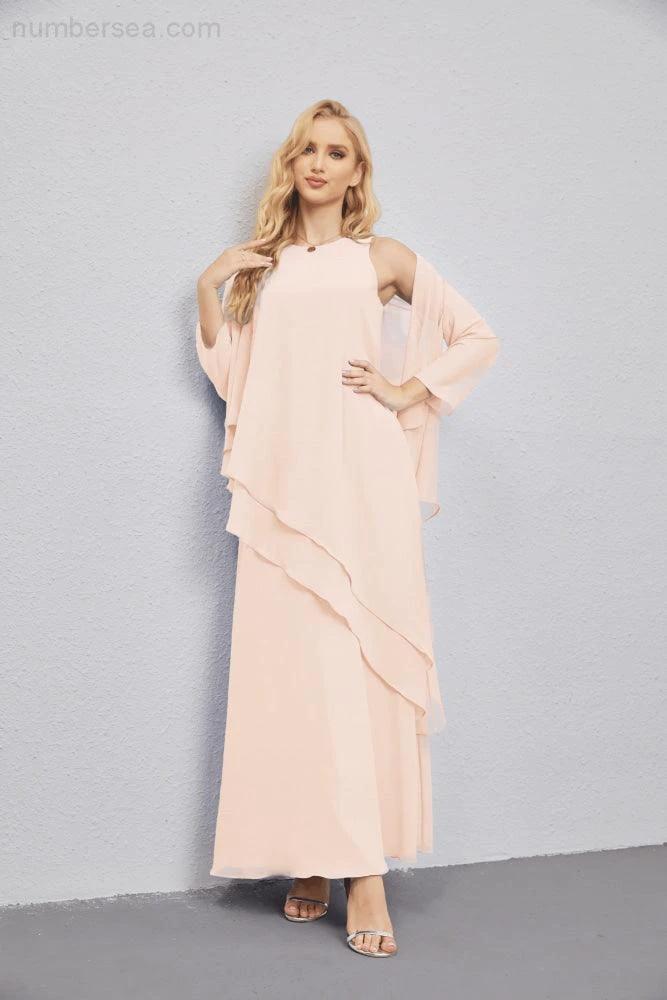 Mother of Bride Dresses with Open Front Lightweight Cardigan Formal Prom Gown  28081 (ZD16990)