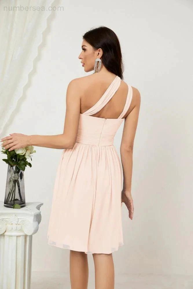 ZapDress Women Chiffon Short One Shoulder Bridesmaid Dress Formal Dresses for Party Homecoming  2804 (ZD16948)