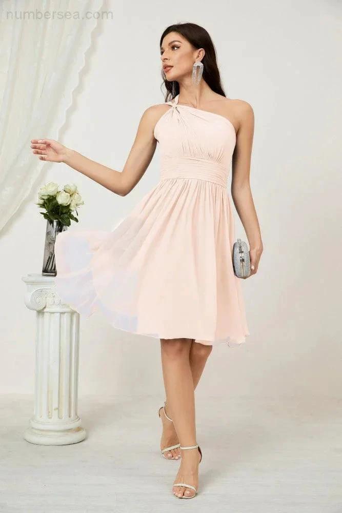 ZapDress Women Chiffon Short One Shoulder Bridesmaid Dress Formal Dresses for Party Homecoming  2804 (ZD16948)