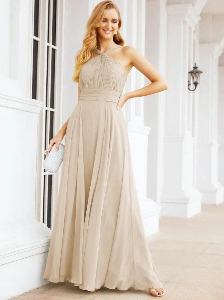 Numbersea Crisscross Halter Bridesmaid Dresses for Party Wedding Evening Prom Maxi Ball Gowns 28053 by numbersea