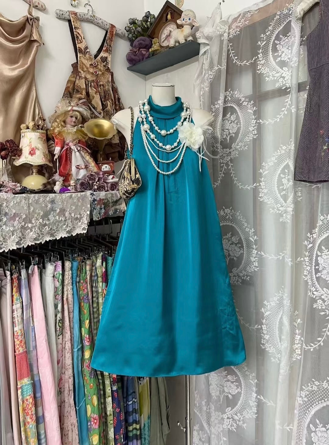 A-Line Blue Homecoming Dress Satin Birthday Outfit