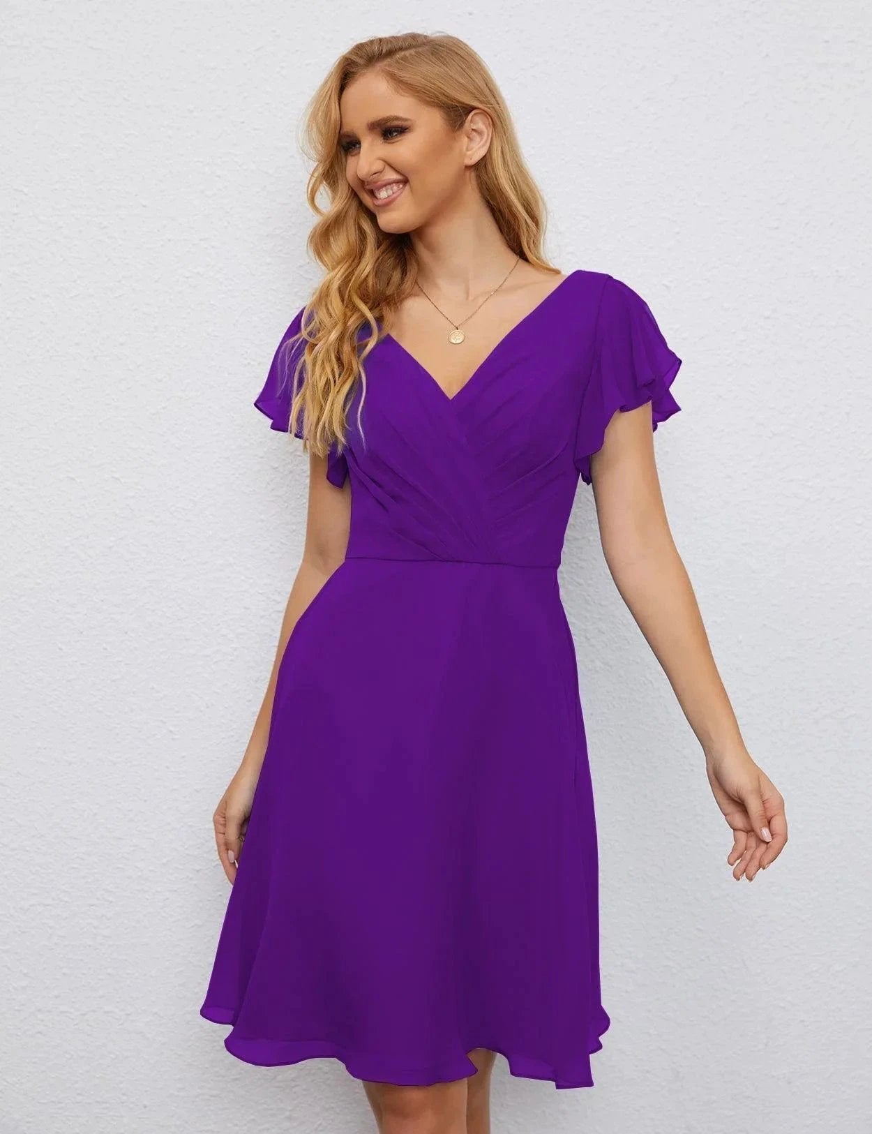 ZapDress U Back Homecoming Dress Formal Prom Dress Knee Length Short Sleeves Cocktail Party Dress 28077 (ZD16953)