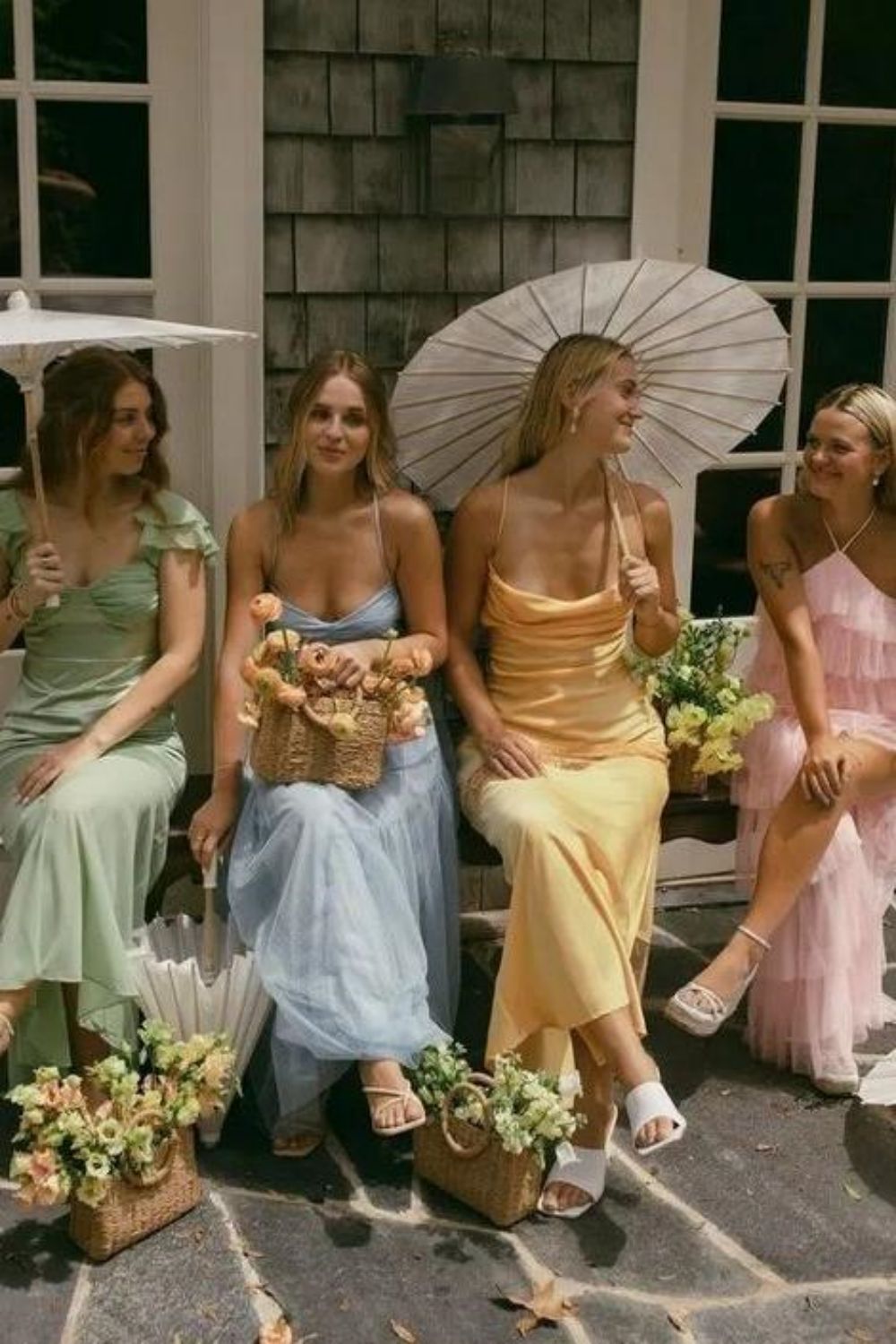 Stylish A Line Halter Neck/Spaghetti Straps Long Bridesmaid Dress with Ruffles