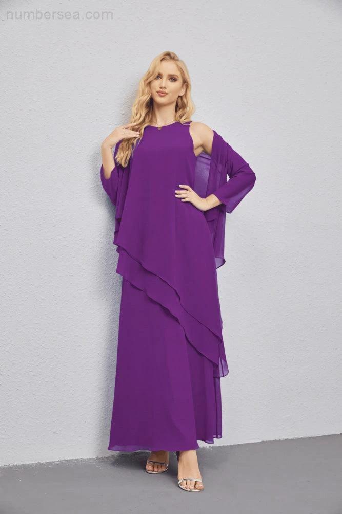 Mother of Bride Dresses with Open Front Lightweight Cardigan Formal Prom Gown  28081 (ZD16990)