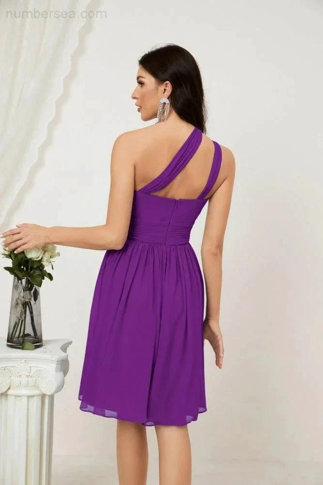 ZapDress Women Chiffon Short One Shoulder Bridesmaid Dress Formal Dresses for Party Homecoming  2804 (ZD16948)