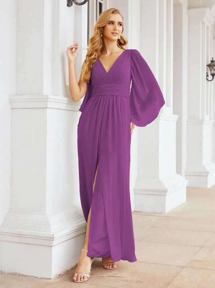 Numbersea Bridesmaid Dresses with Split for Wedding Party Flutter Sleeves 28045 by numbersea