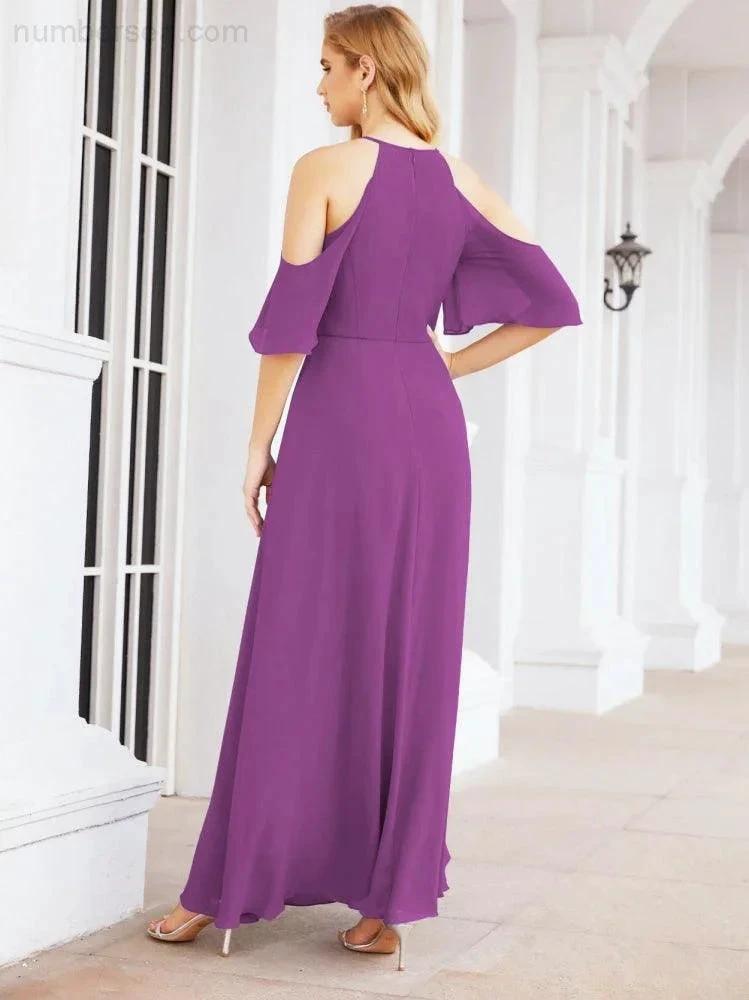 ZapDress Cold Shoulder Bridesmaid Dresses A-Line Long Formal Evening Gowns 28074 (ZD17048)