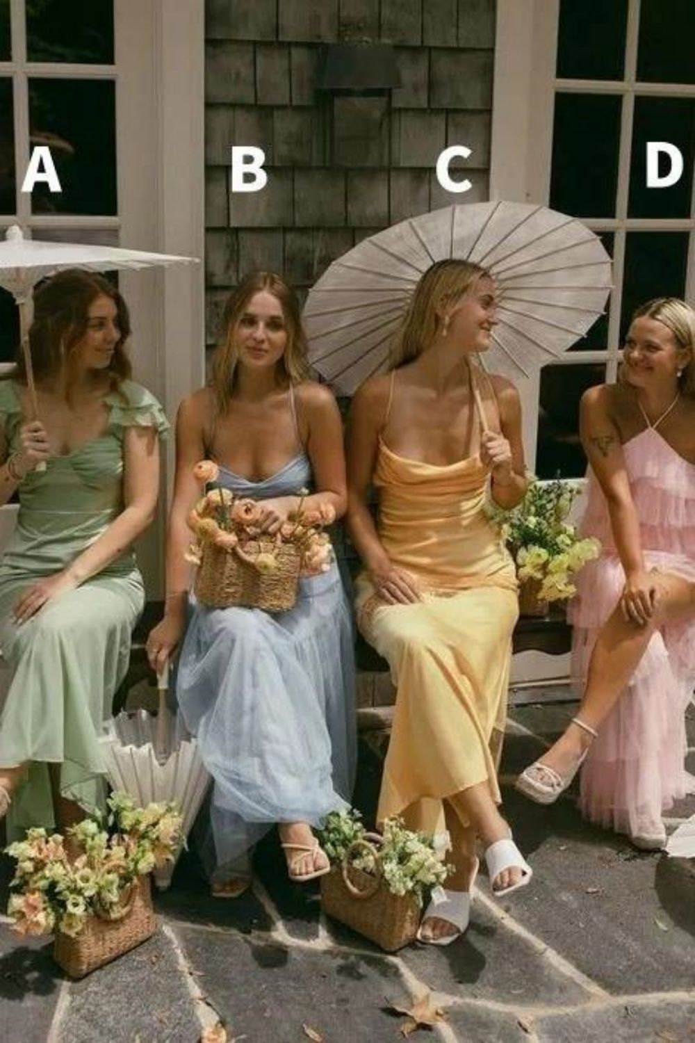 Stylish A Line Halter Neck/Spaghetti Straps Long Bridesmaid Dress with Ruffles