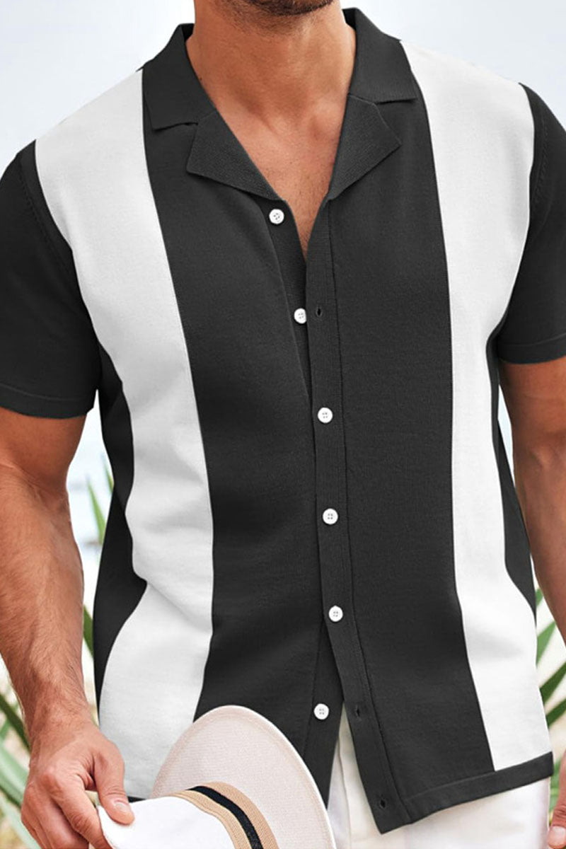 Summer Men's Business Casual Hawaiian Collar Short Sleeve POLO Cardigan - Fashionpara