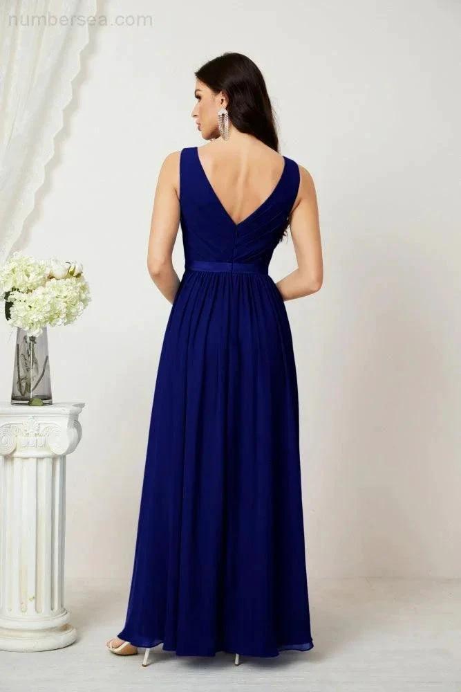 Women's Chiffon Long Bridesmaid Dresses A line Sleeveless Formal Prom Gown for Evening Party Homecoming Dresses 2808 (ZD16947)