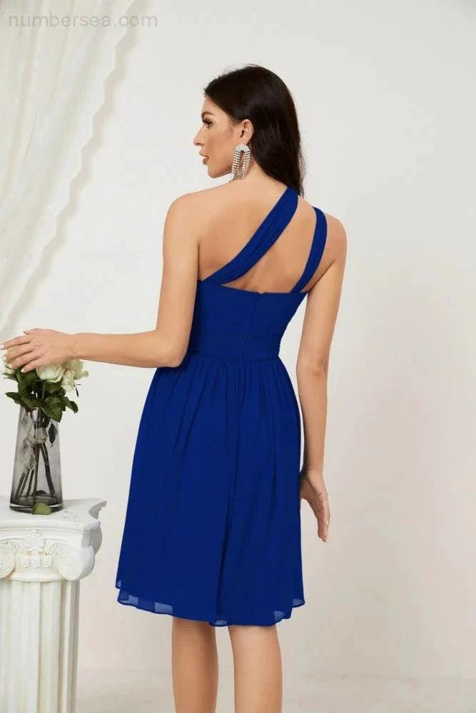 ZapDress Women Chiffon Short One Shoulder Bridesmaid Dress Formal Dresses for Party Homecoming  2804 (ZD16948)