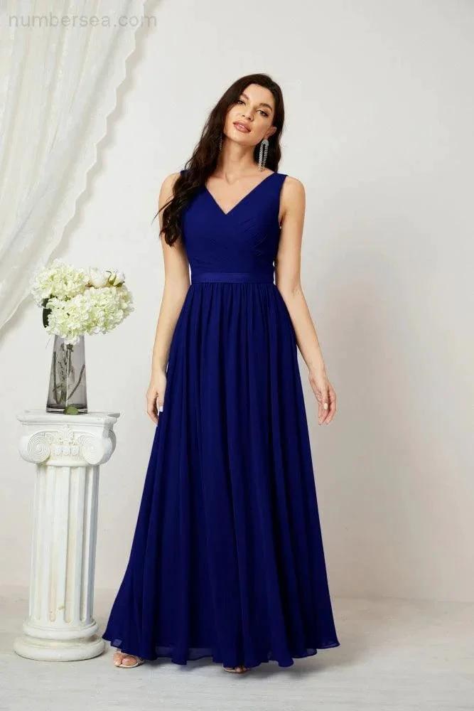 Women's Chiffon Long Bridesmaid Dresses A line Sleeveless Formal Prom Gown for Evening Party Homecoming Dresses 2808 (ZD16947)