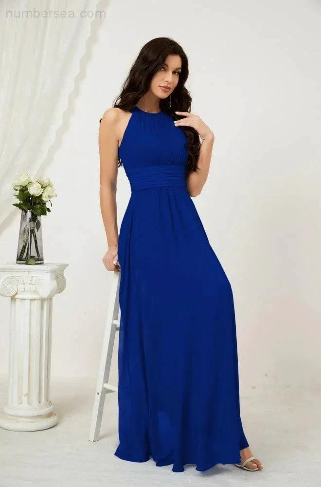 ZapDress Formal Party Gown Dress Chiffon Halter Long Sleeveless Bridesmaid Dresses 2802 (ZD16960)