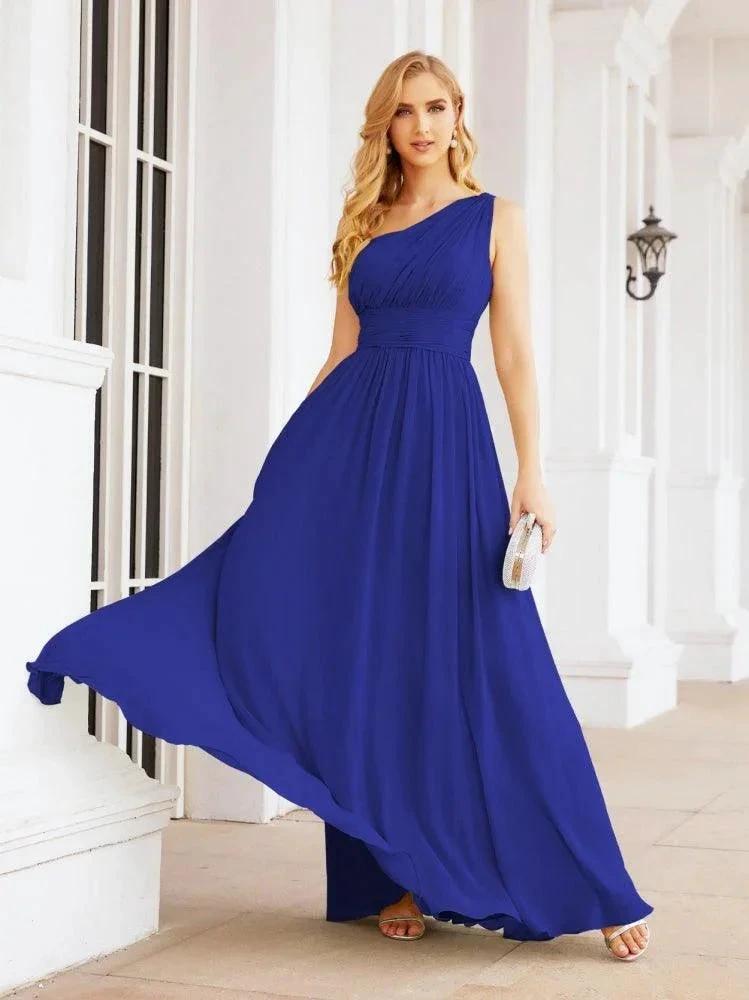 Numbersea One Shoulder Bridesmaid Dresses Long Maxi Formal Evening Party Prom Gowns 28061 by numbersea
