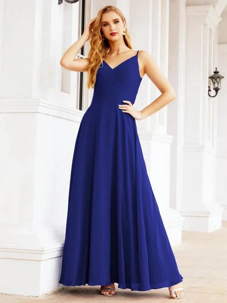Numbersea Spaghetti Strap Bridesmaid Dresses V Neck Butterfly Back Fromal Evening Party Prom Gown 28036 by numbersea