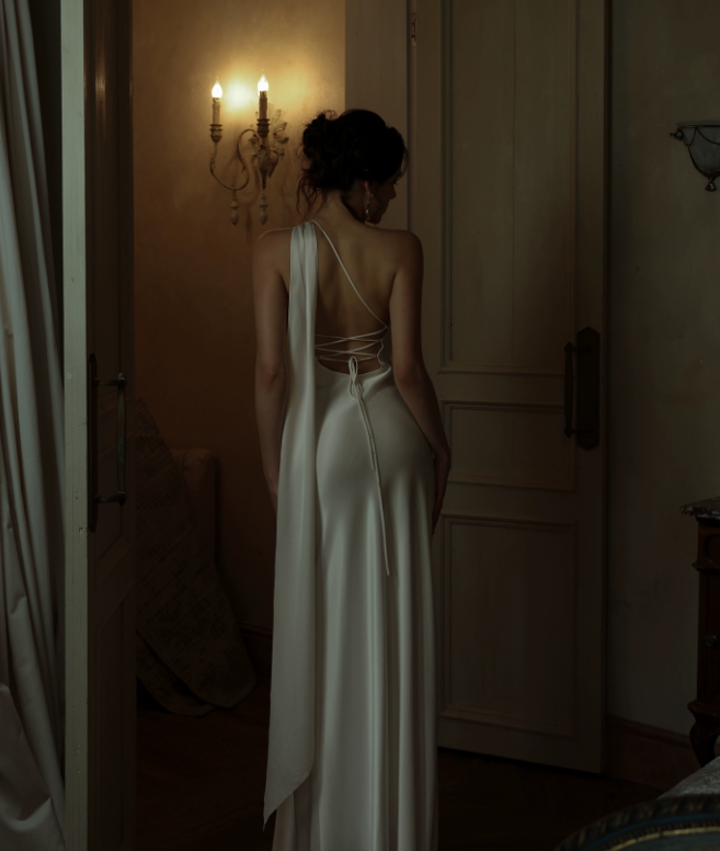 Backless Sheath Ivory Long Prom Dress Sexy Evening Dress J8608