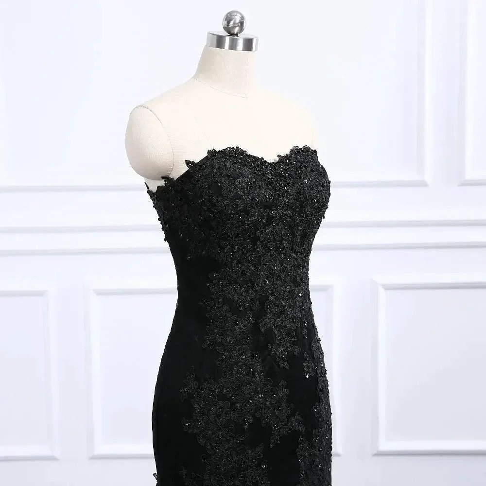 Sweetheart Neckline Black Mermaid Wedding Dress (ZD13615)