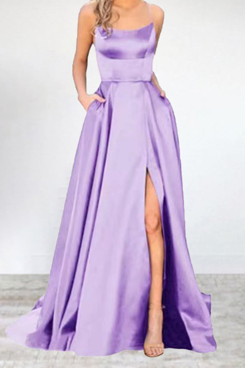 Sexy Formal Solid High Opening U Neck Evening Dress Dresses - View 4 | VelvetHem