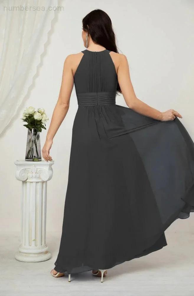 ZapDress Formal Party Gown Dress Chiffon Halter Long Sleeveless Bridesmaid Dresses 2802 (ZD16960)